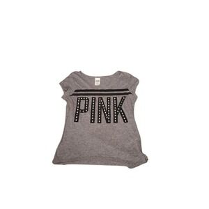 PINK Victoria's Secret Gray Graphic Cap Sleeve Tee  Size XS  Casual Lounge Style